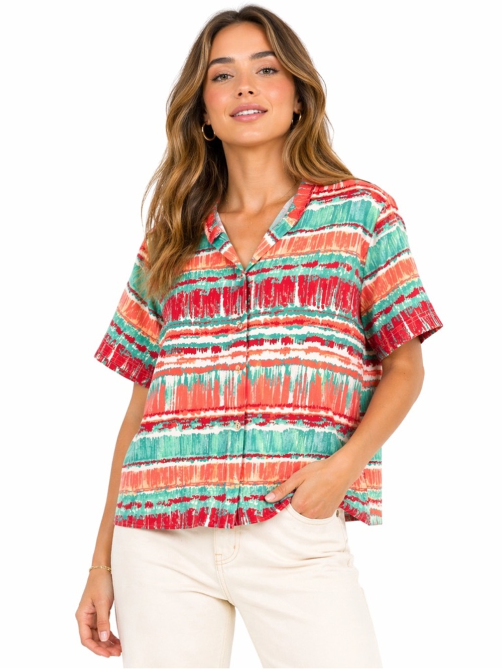 NWT Palm Harbor Size XL Collar Button Up Colorful‎ Top